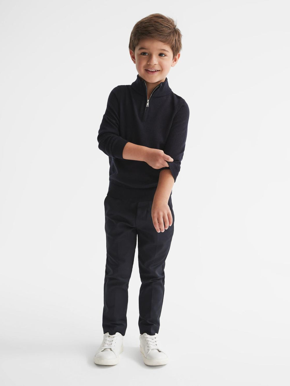 Reiss Knitwear | Blackhall Junior Zip Up Knitted Jumper Navy - Children