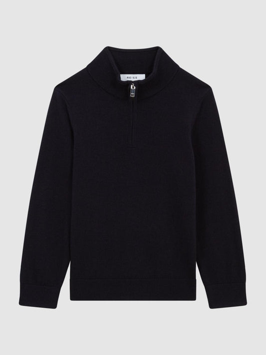 Reiss Knitwear | Blackhall Junior Zip Up Knitted Jumper Navy - Children