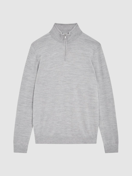 Reiss Knitwear | Blackhall Merino Wool Zip Neck Jumper Black - Men