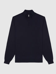 Reiss Knitwear | Blackhall Merino Wool Zip Neck Jumper Black - Men