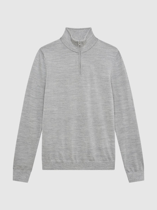 Reiss Knitwear | Blackhall Merino Wool Zip Neck Jumper Black - Men