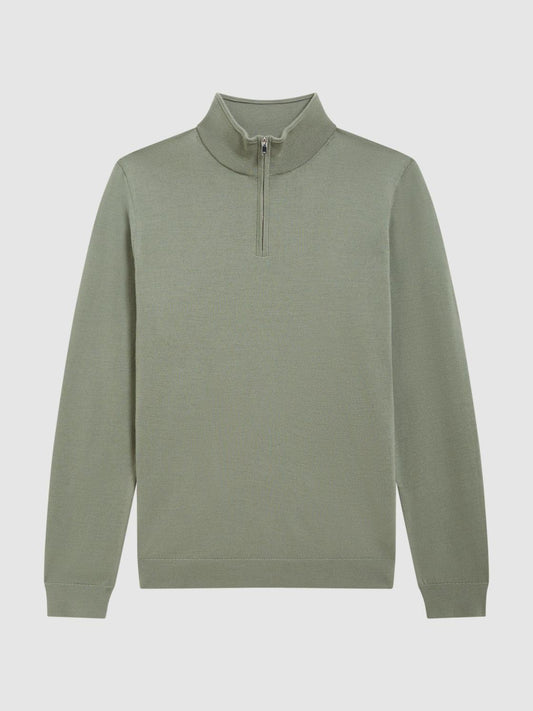 Reiss Knitwear | Blackhall Merino Wool Zip Neck Jumper Black - Men