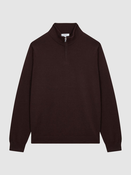 Reiss Knitwear | Blackhall Merino Wool Zip Neck Jumper Black - Men
