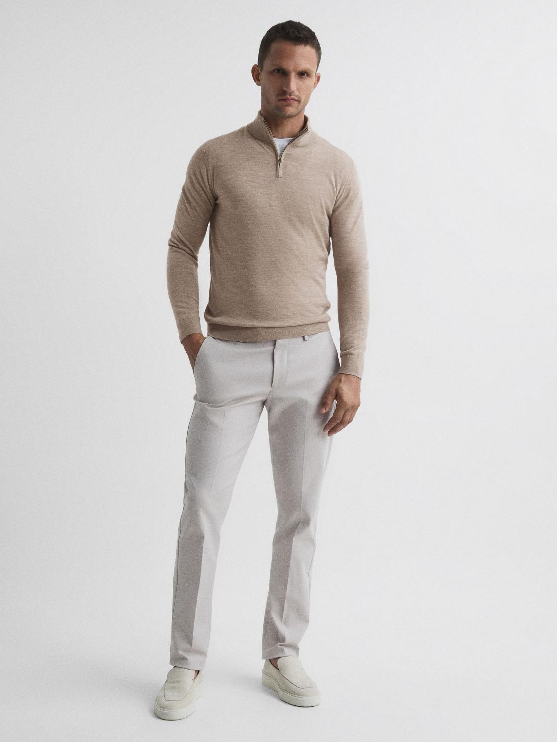 Reiss Knitwear | Blackhall Merino Wool Zip Neck Jumper Black - Men