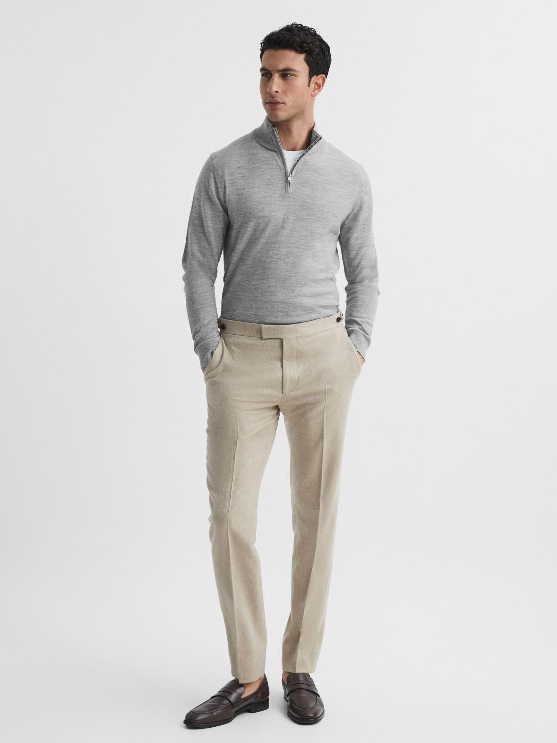 Reiss Knitwear | Blackhall Merino Wool Zip Neck Jumper Black - Men