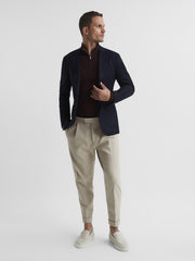 Reiss Knitwear | Blackhall Merino Wool Zip Neck Jumper Black - Men