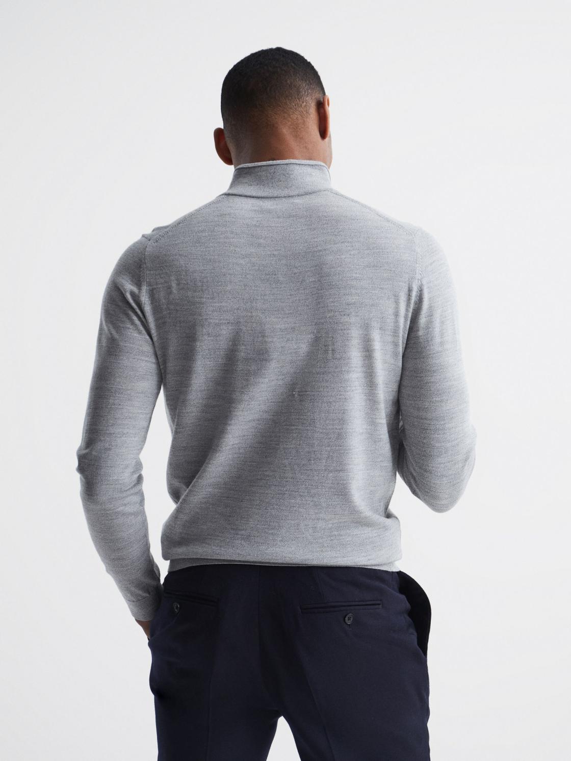 Reiss Knitwear | Blackhall Merino Wool Zip Neck Jumper Black - Men