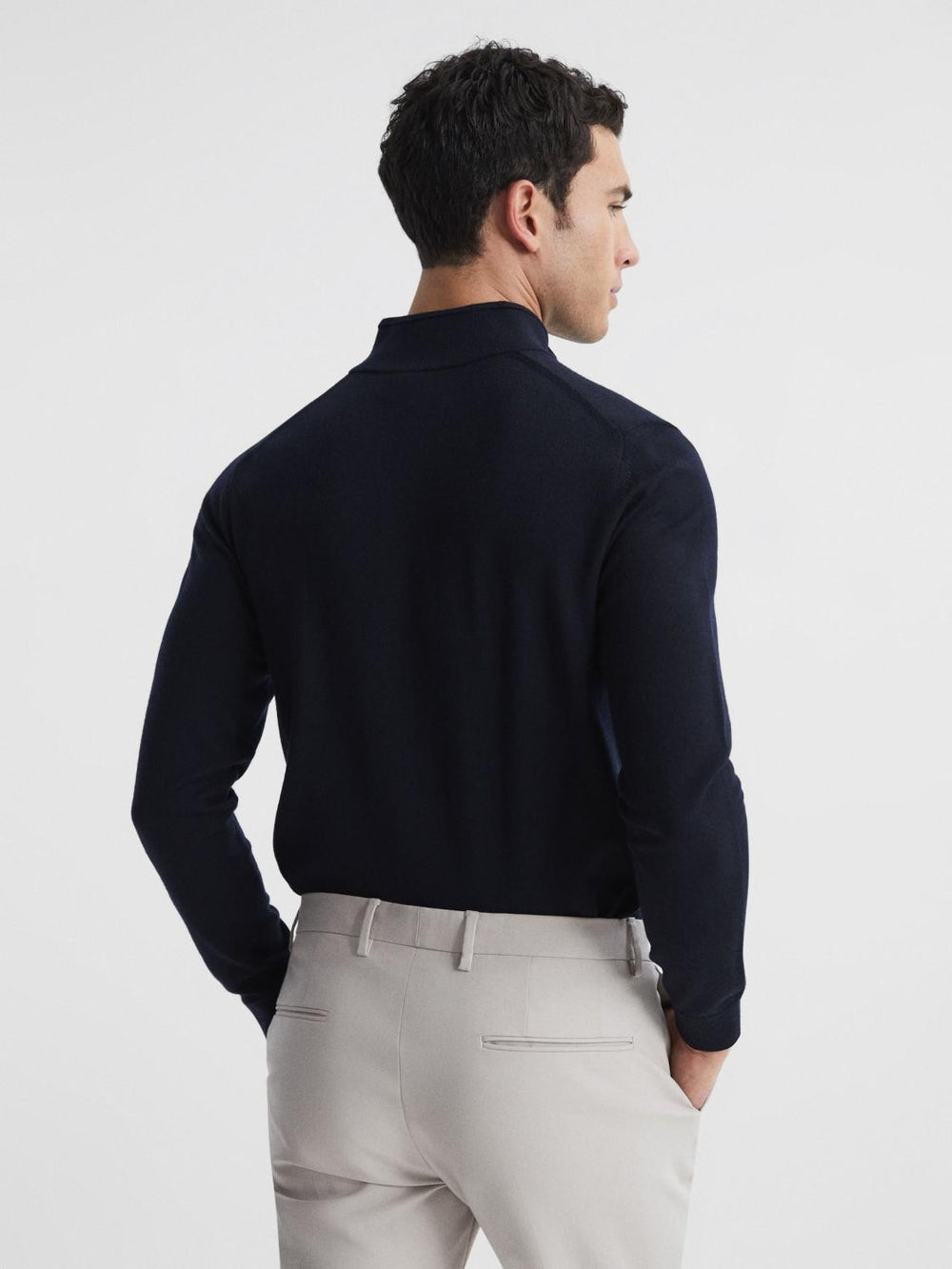 Reiss Knitwear | Blackhall Merino Wool Zip Neck Jumper Black - Men