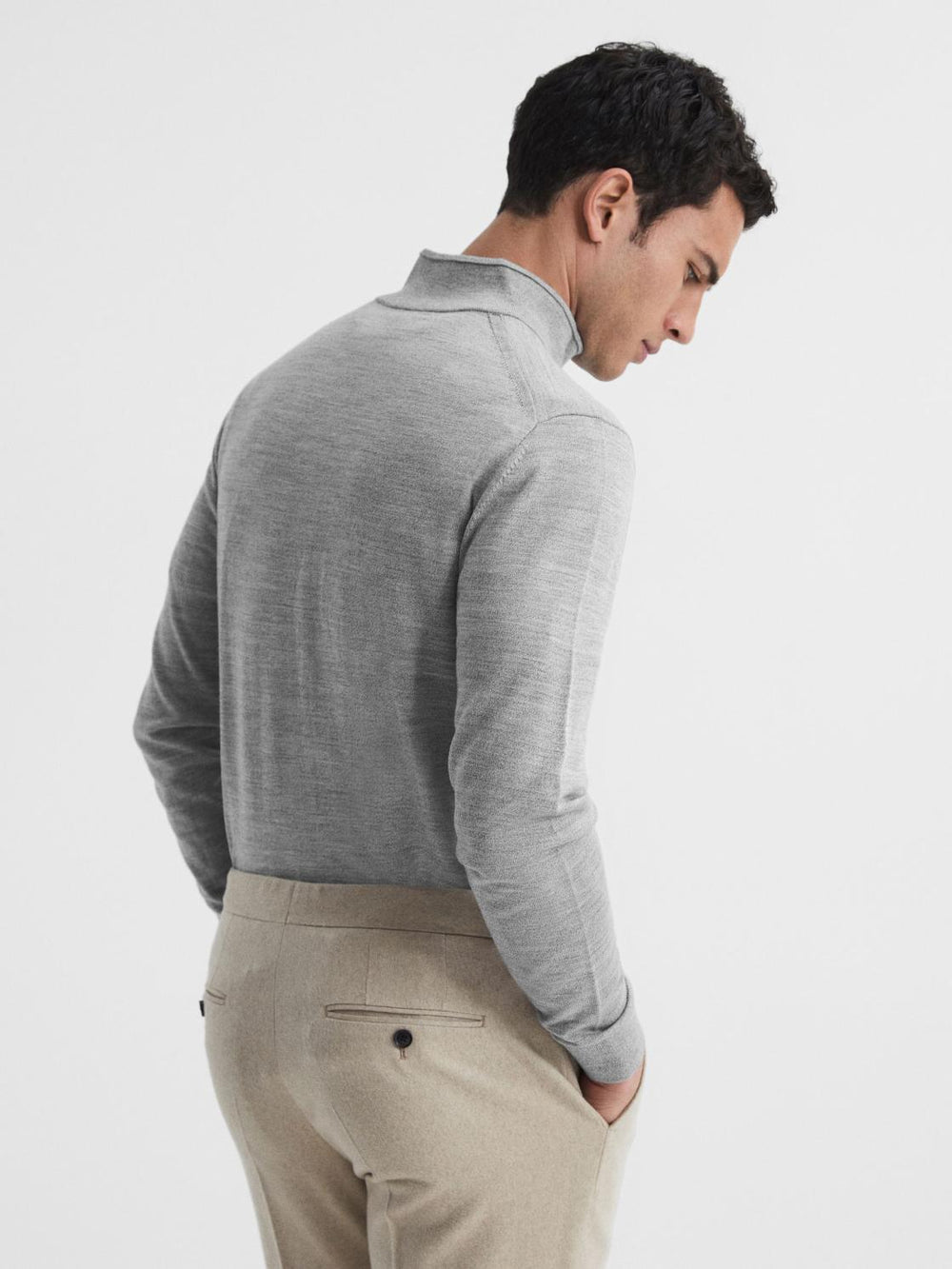 Reiss Knitwear | Blackhall Merino Wool Zip Neck Jumper Black - Men