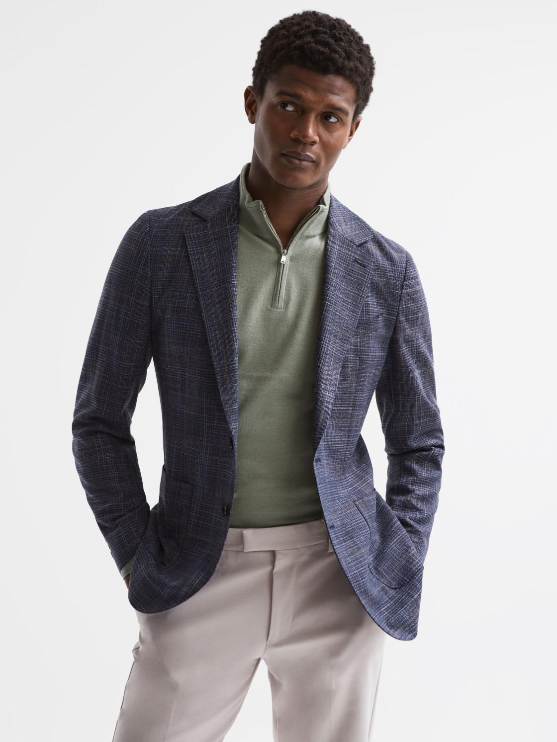 Reiss Knitwear | Blackhall Merino Wool Zip Neck Jumper Black - Men