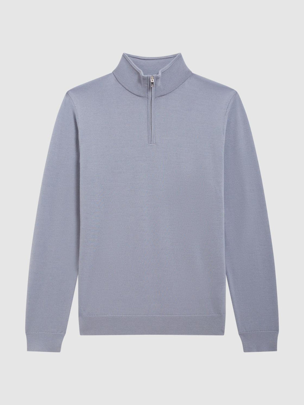 Reiss Knitwear | Blackhall Merino Wool Zip Neck Jumper Dove Blue - Men