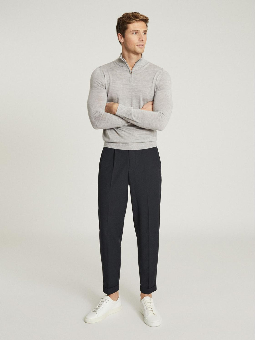 Reiss Knitwear | Blackhall Merino Wool Zip Neck Jumpers 2 Pack Denim Mouline/soft Grey Mouline - Men