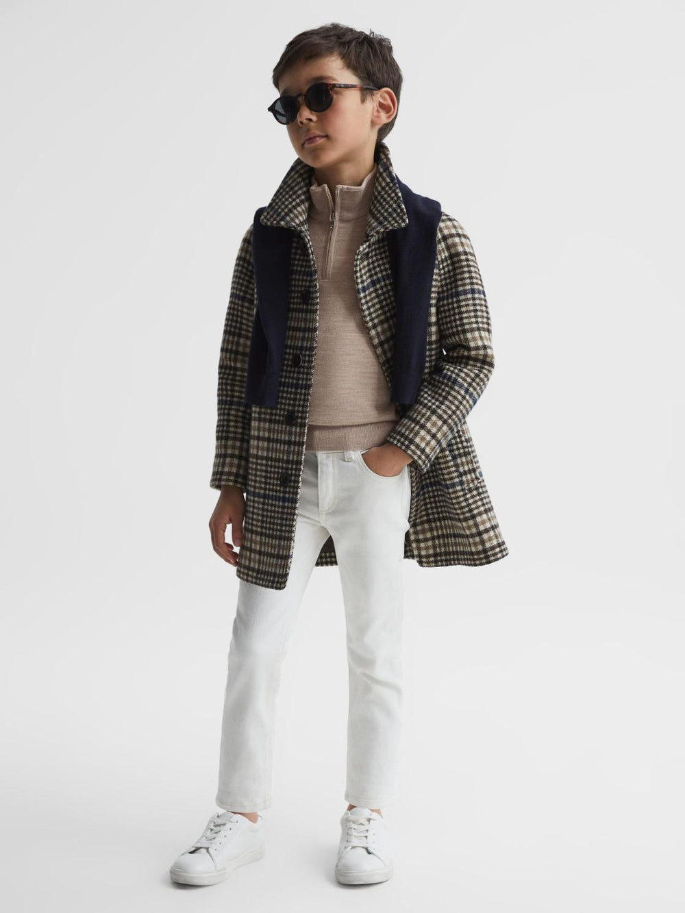 Reiss Knitwear | Blackhall Zip Up Knitted Jumper Wheat Melange - Children