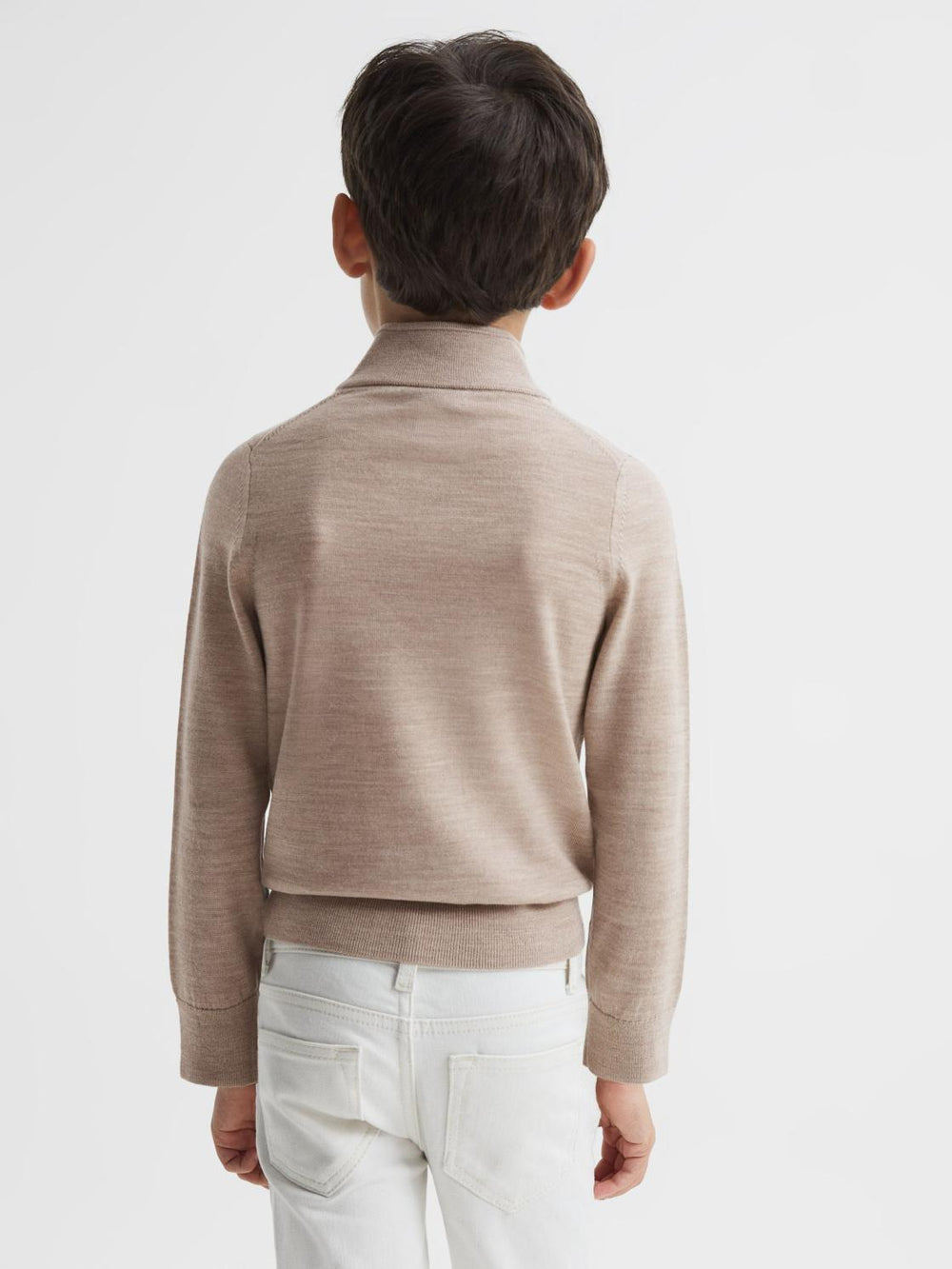Reiss Knitwear | Blackhall Zip Up Knitted Jumper Wheat Melange - Children
