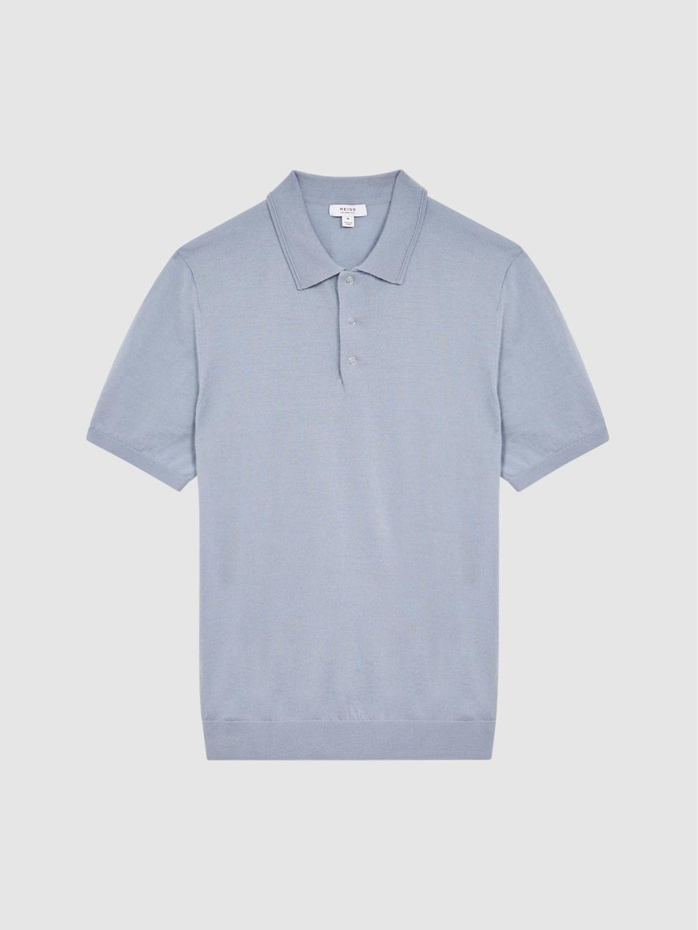 Reiss Knitwear | Blair Blue Merino Press Stud Polo Shirt Dove Blue - Men