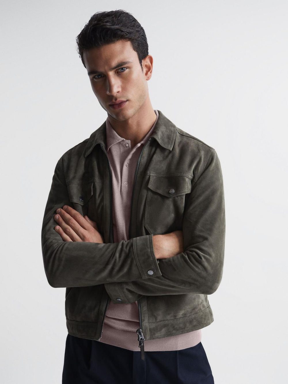 Reiss Knitwear | Blair Merino Press Stud Polo T-Shirt Stone - Men