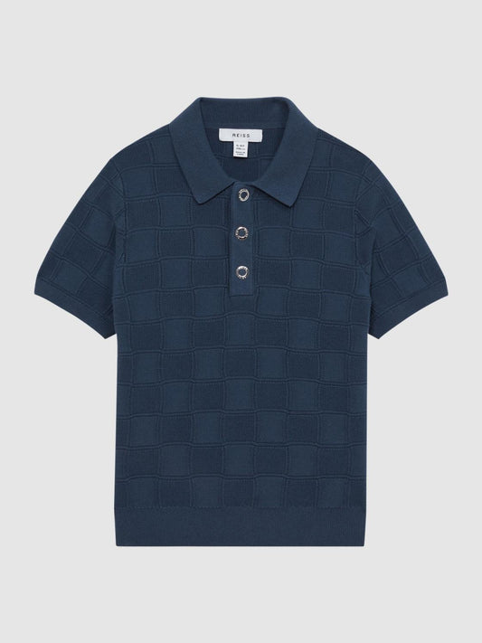 Reiss Knitwear | Blaze Cotton Press-Stud Polo T-Shirt Blue - Children
