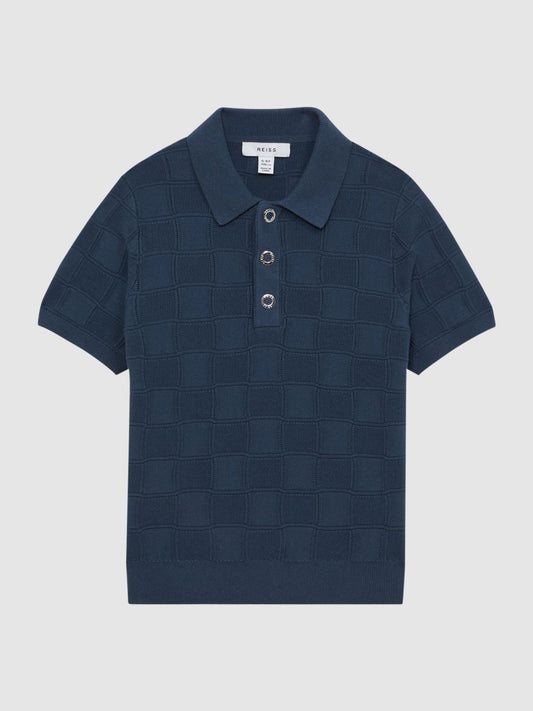 Reiss Knitwear | Blaze Cotton Press-Stud Polo T-Shirt Blue - Children