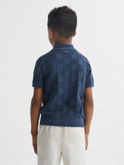 Reiss Knitwear | Blaze Cotton Press-Stud Polo T-Shirt Blue - Children