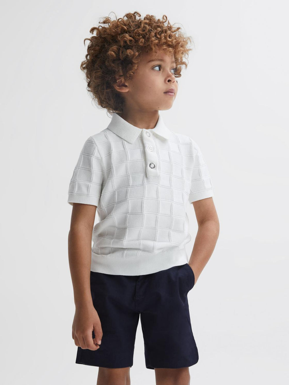 Reiss Knitwear | Blaze Cotton Press-Stud Polo T-Shirt White - Children