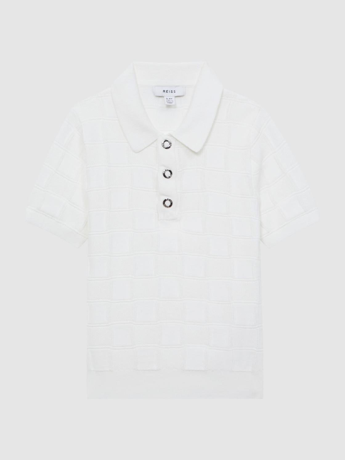 Reiss Knitwear | Blaze Cotton Press-Stud Polo T-Shirt White - Children