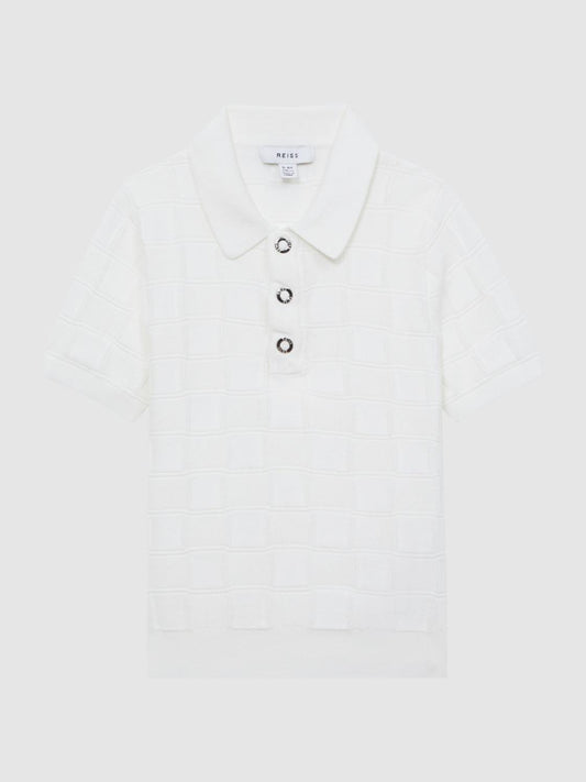 Reiss Knitwear | Blaze Cotton Press-Stud Polo T-Shirt White - Children