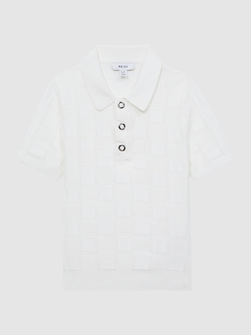 Reiss Knitwear | Blaze Cotton Press-Stud Polo T-Shirt White - Children