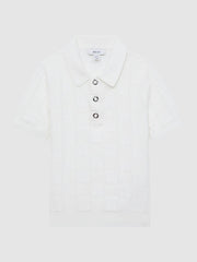 Reiss Knitwear | Blaze Cotton Press-Stud Polo T-Shirt White - Children