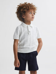Reiss Knitwear | Blaze Cotton Press-Stud Polo T-Shirt White - Children