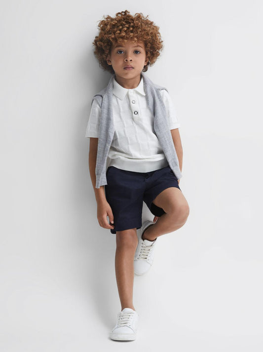 Reiss Knitwear | Blaze Cotton Press-Stud Polo T-Shirt White - Children