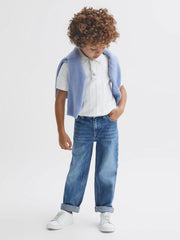 Reiss Knitwear | Blaze Cotton Press-Stud Polo T-Shirt White - Children