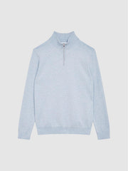 Reiss Knitwear | Bond Half Zip Funnel Neck Cotton Jumper Navy - Men