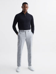 Reiss Knitwear | Bond Half Zip Funnel Neck Cotton Jumper Navy - Men