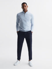 Reiss Knitwear | Bond Half Zip Funnel Neck Cotton Jumper Navy - Men