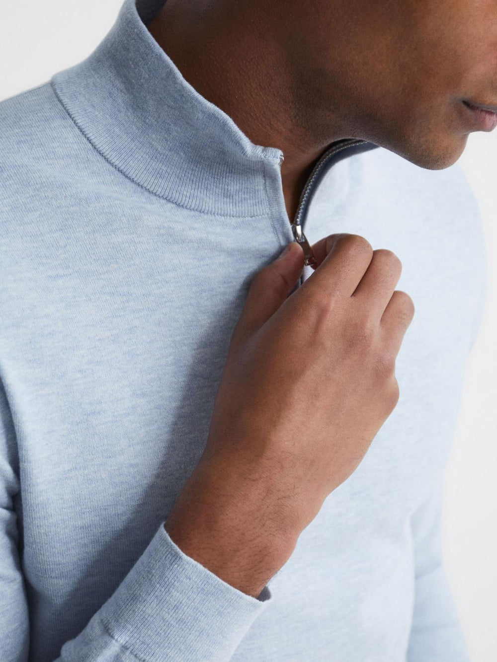 Reiss Knitwear | Bond Half Zip Funnel Neck Cotton Jumper Navy - Men