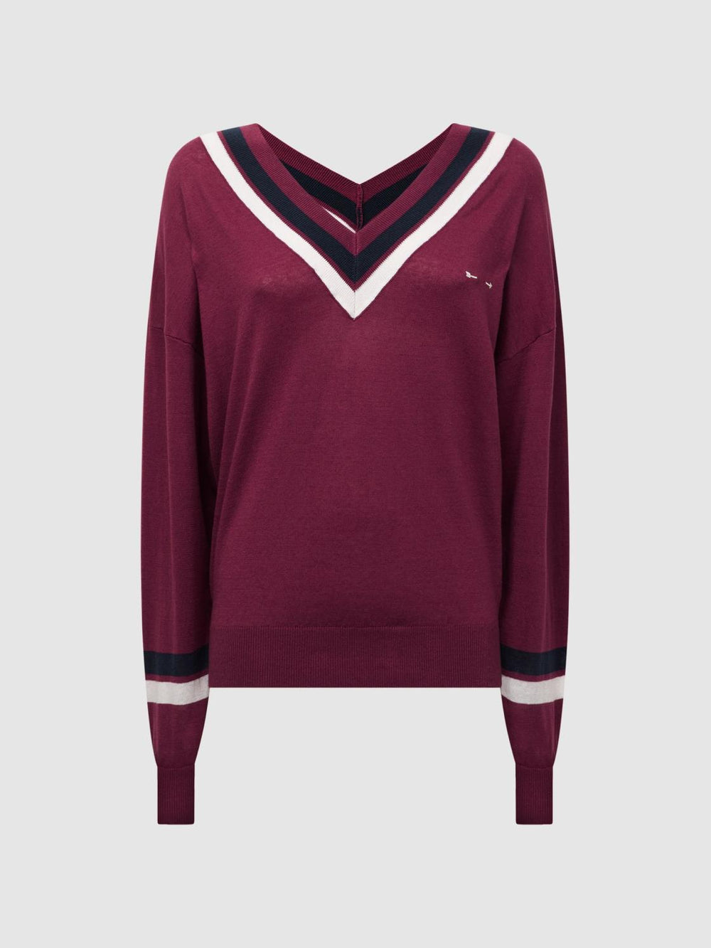 Reiss Knitwear | Bonita The Upside V-Neck Jumper Dark Red - Women