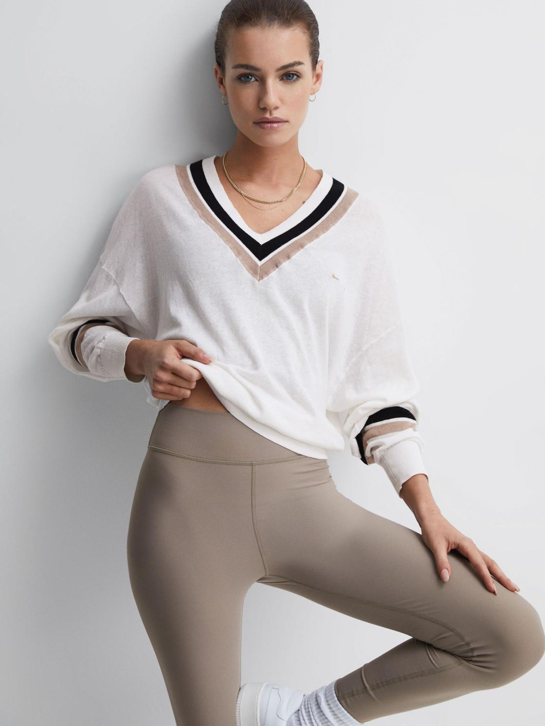 Reiss Knitwear | Bonita The Upside V-Neck Jumper White - Women