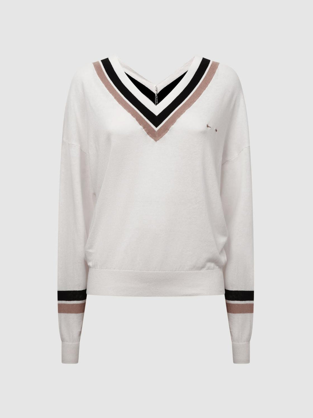 Reiss Knitwear | Bonita The Upside V-Neck Jumper White - Women