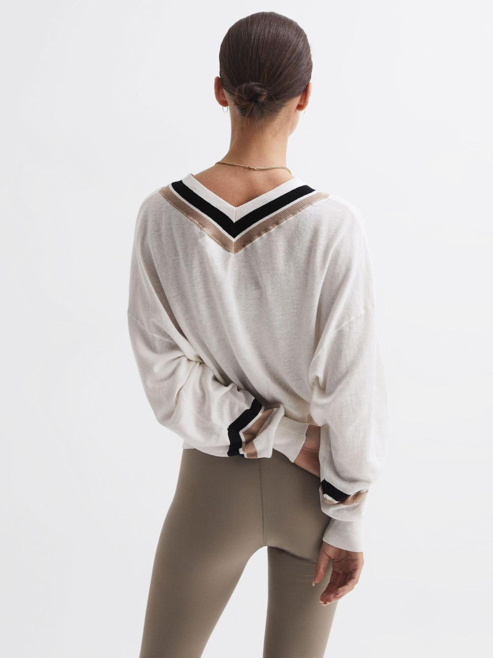 Reiss Knitwear | Bonita The Upside V-Neck Jumper White - Women