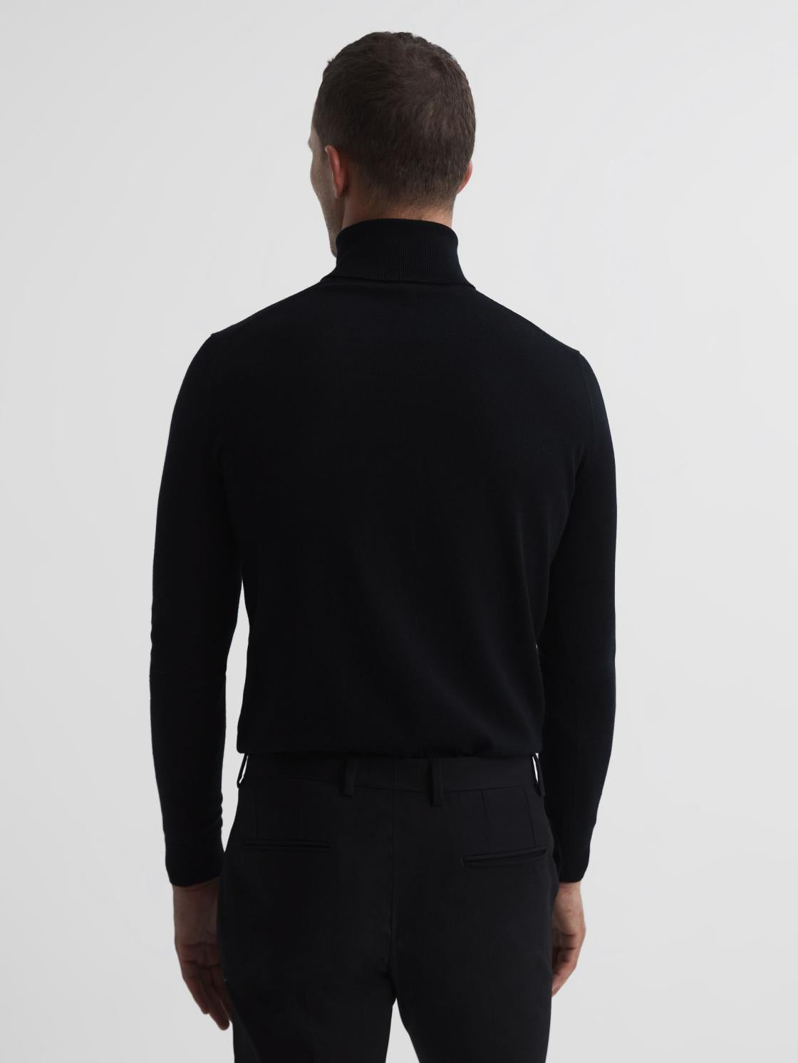 Reiss Knitwear | Caine Merino Wool Roll Neck Jumper Black - Men