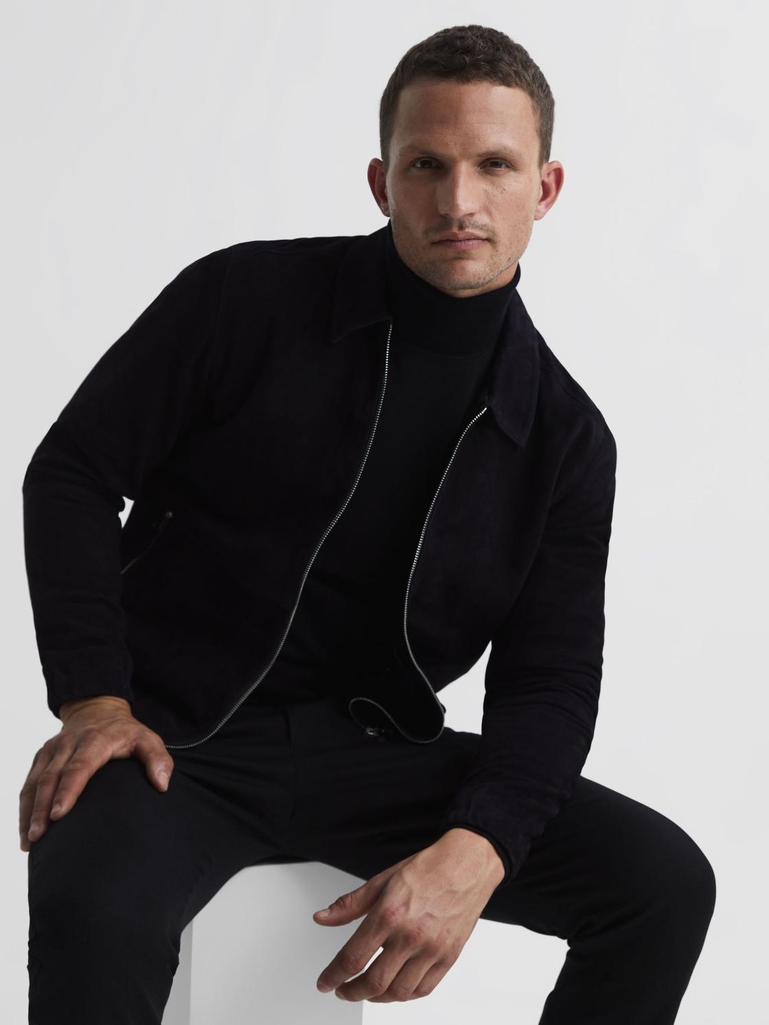 Reiss Knitwear | Caine Merino Wool Roll Neck Jumper Black - Men