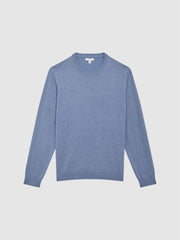 Reiss Knitwear | Charles Slim Fit Cotton Crew Neck Jumper Blue - Men