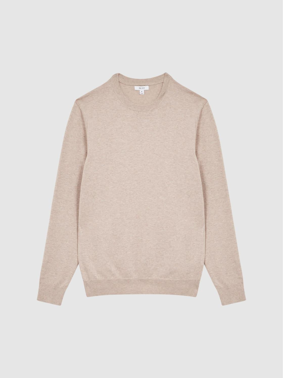 Reiss Knitwear | Charles Slim Fit Cotton Crew Neck Jumper Oatmeal - Men