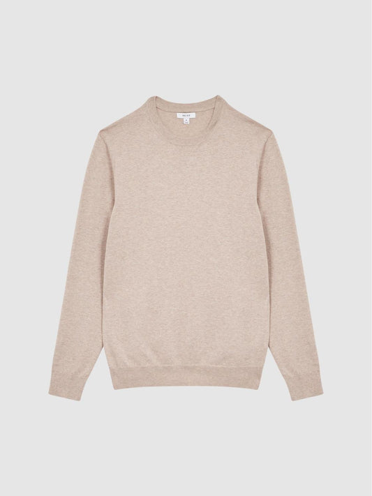 Reiss Knitwear | Charles Slim Fit Cotton Crew Neck Jumper Oatmeal - Men