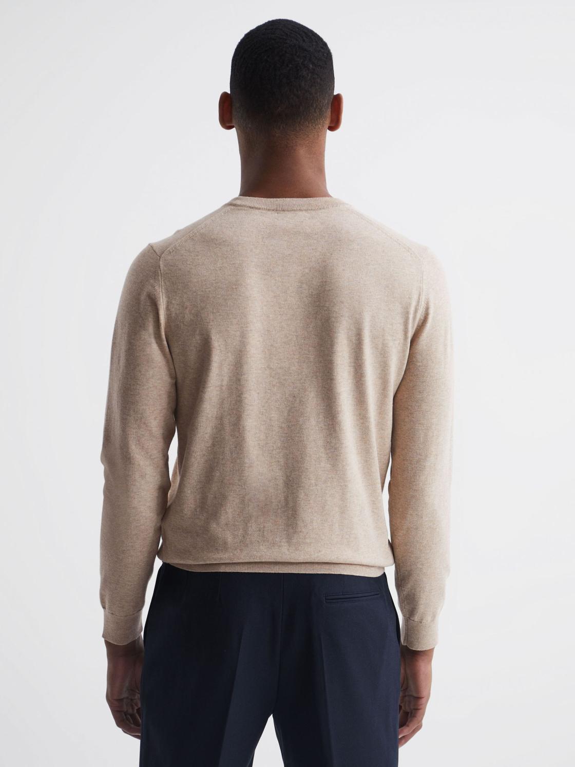 Reiss Knitwear | Charles Slim Fit Cotton Crew Neck Jumper Oatmeal - Men