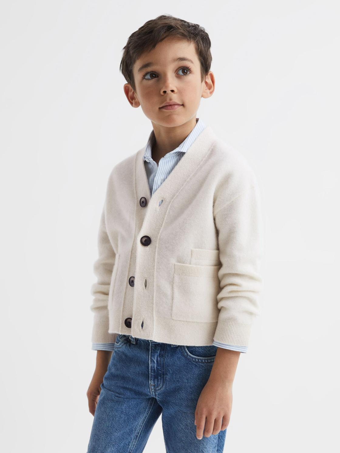 Reiss Knitwear | Chile Wool Blend Cardigan Ecru - Children