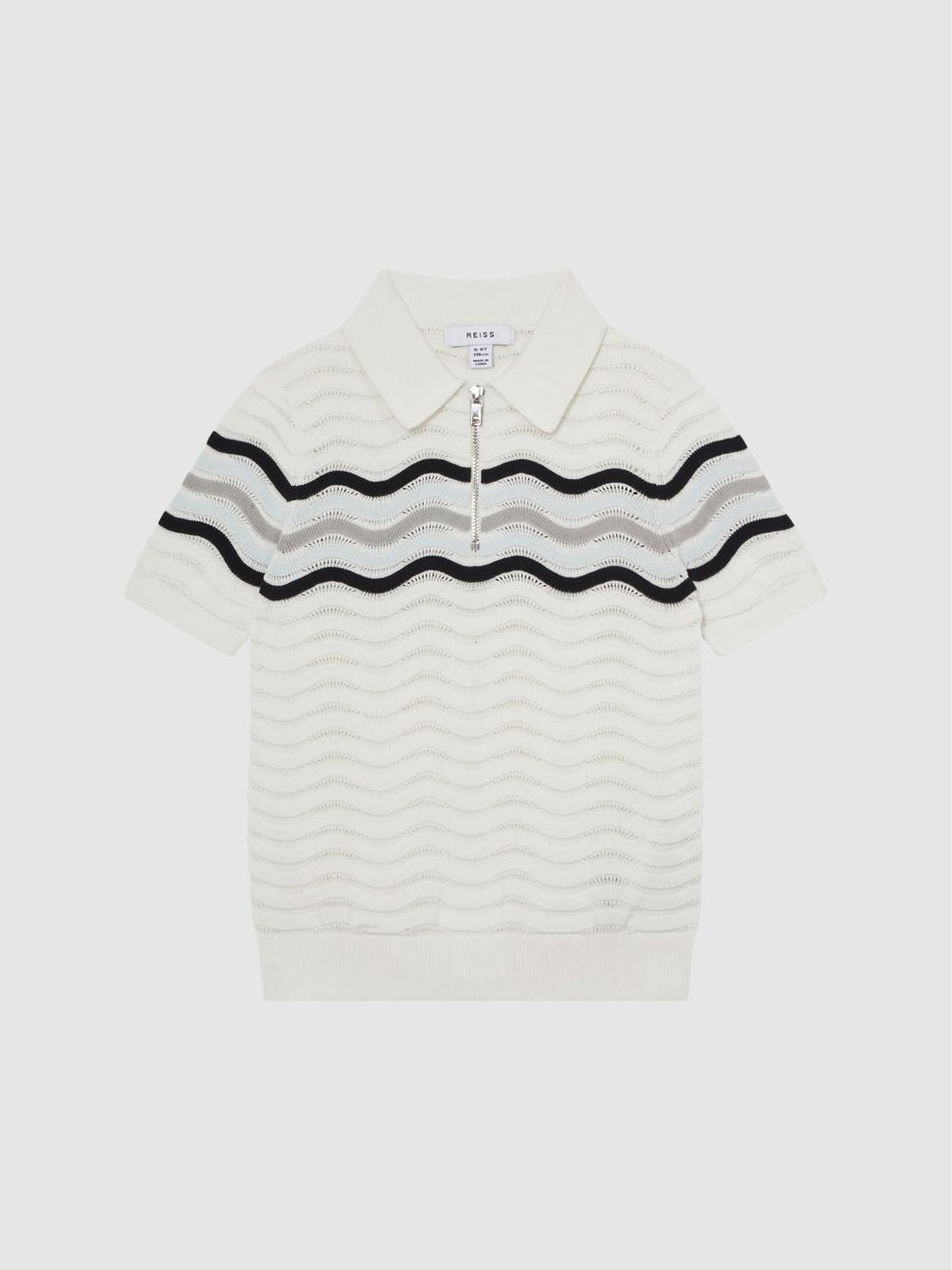 Reiss Knitwear | Cole Half-Zip Textured T-Shirt Optic White - Children