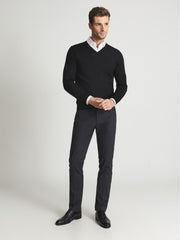 Reiss Knitwear | Earl Merino V-Neck Jumper Black - Men