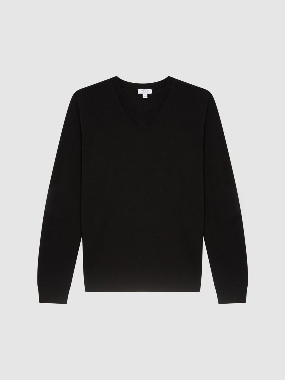 Reiss Knitwear | Earl Merino V-Neck Jumper Black - Men