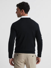 Reiss Knitwear | Earl Merino V-Neck Jumper Black - Men